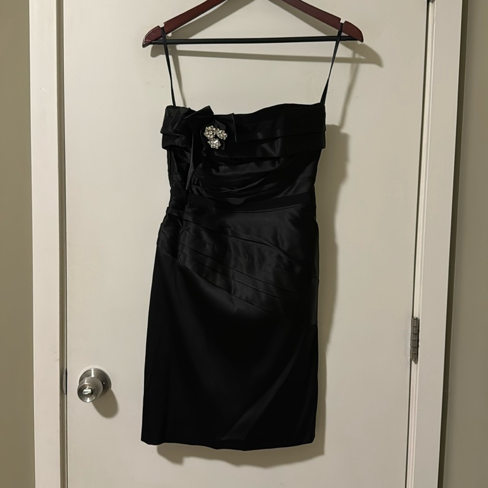 Black strapless cocktail dress